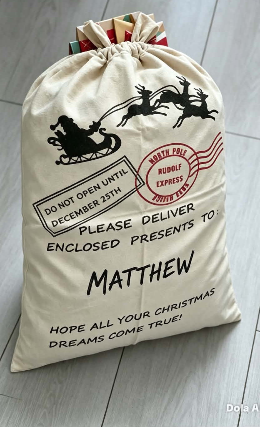 Personalised Large canvas Rudolf Express Sack