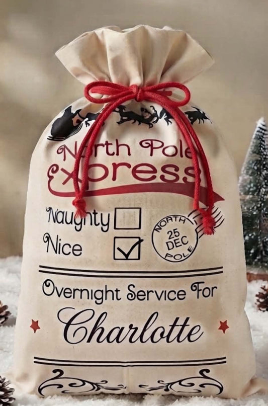 Personalised Large canvas North Pole Express sack